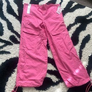 Pink Wide Leg Parachute Pants